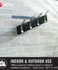 Industrial Strength Hook And Loop Fasteners For Extreme Outdoor Weather, Heavy Duty Holds Up To 15 Lbs, 4 X 2 Inch Strips, 3 Sets, Titanium on brick wall
