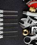 3 8 Inch Drive Badass Xxl Extra Long Bits Socket Wrench Set showing heavy-duty ratcheting tools and chrome sockets in a workshop setup.