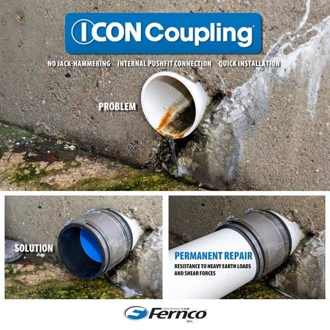 Drop Dead Simple 4 Inch Push Fit Dwv Coupling For Sheared Off Pipe With Shielded Connector Tool Free Install Plastic Fitting, shown connecting pipe.