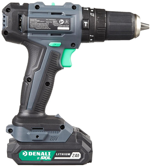 Skil 20V Cordless Hammer Drill Kit With 2x 2.0Ah Batteries and Charger in side view