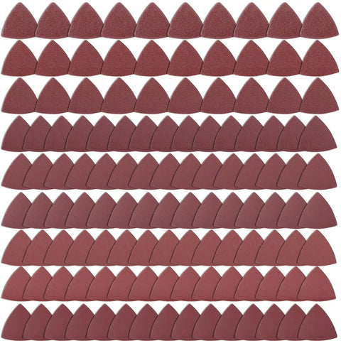 Triangular Sandpaper Set for Oscillating Multi Tool, 120 Piece Triangle Sanding Sheets with Hook and Loop Backing, assorted grits no holes