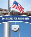 Heavy Duty Stainless Steel Flagpole Pulley And Crank Handle Kit on outdoor flagpole at school