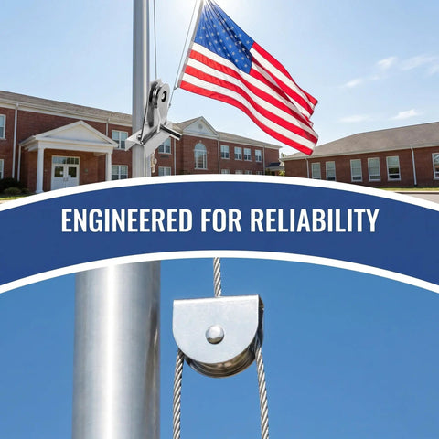 Heavy Duty Stainless Steel Flagpole Pulley And Crank Handle Kit on outdoor flagpole at school