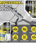 High Elasticity Self Leveling Concrete Crack Filler For Driveways, Walkways And Patios, Waterproof Slab Repair Sealant, Flexible Cement Crack Repair For Indoor And Outdoor Surfaces In Grey, 1.5 Lb. package and demonstration of application on concrete crack