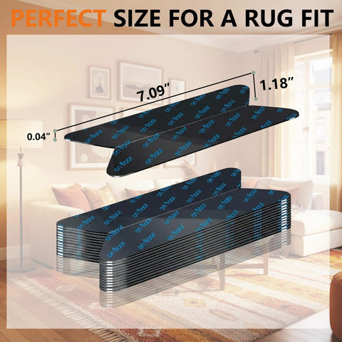 20 Pack Rug Grippers Non Slip Tape For Area Rugs On Hardwood Or Tile Floors Reusable Washable Double Sided Rug Pads in living room