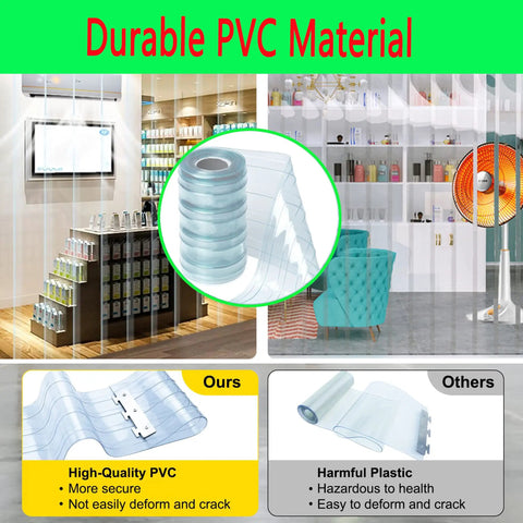 Rock Solid Clear PVC Strip Curtains For Warehouse Freezer Doors Easy Cut Insulated Vinyl Flaps Lock In Cold Temps No Big Sweat Top Shelf Flexibility Pet Safe Real Deal Coverage, showcasing durable PVC material.