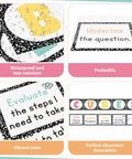 10 Piece Math Bulletin Board Set For Classroom Cubes And Problem Solving Posters, Back To School Wall Decor with paper cutouts.