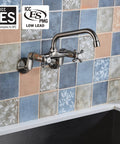 Kitchen Wall Faucet With Two Cross Handles In Brushed Nickel Finish Wall Mounted And Adjustable Spread From Three To Nine Inches Easy DIY