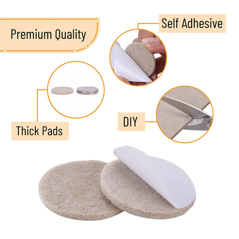 Felt Furniture Pads Set With 133 Pieces Brown And Beige Chair Leg Protectors for Hardwood Floors showing thick self-adhesive pads