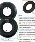 2-Pack Universal 13x5.00-6 Inner Tubes with TR13 Valve, showing tire diameter and material description for lawn equipment use.