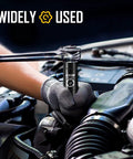 Mechanic using Three Eighths Inch Drive Deep Impact Socket Set Kit with 16 Piece Metric Sockets on vehicle engine.