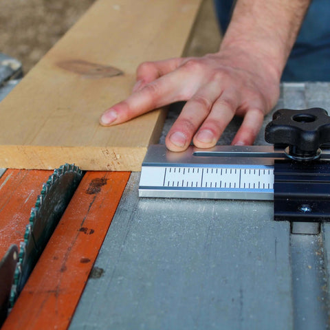 Using Pro Grade Thin Rip Table Saw Jig Guide For Router And Band Saw to cut wood on table saw for precise repeat cuts