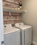 Laundry room with Cinnamon Wood Peel And Stick Wallpaper Self Adhesive Faux Wood Plank for kitchen counter and home decor