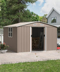 10 Foot By 8 Foot Outdoor Storage Shed With Waterproof Lockable Door Metal Tool Shed With Sliding Door And Ventilation Garden Tool Storage Room