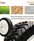 2 Pack 8 Inch Front Drive Wheel Assembly For Toro Recycler 22 Inch Walk Behind Mowers 20001 20111 Replacement For Self Propelled Mower, Replaces Stens 205-272, OEM Style Gear Wheel Upgrade with deep-tread for all-surface traction on turf, sand, and concrete. Close-up view of wheel and tread pattern.