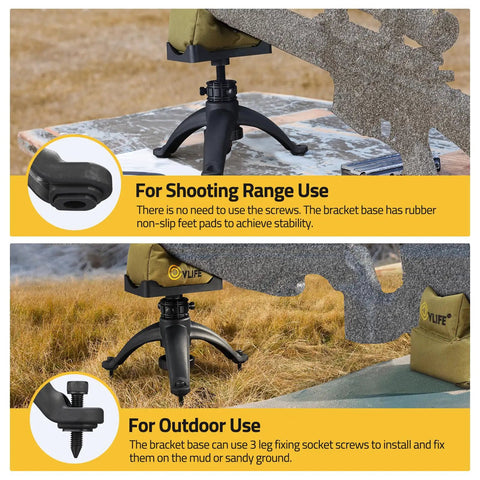 Lightweight Rifle Shooting Rest Tripod With Front And Rear Bench Bags for range and outdoor use with non-slip feet.