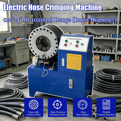Top Tier Yokoma Electric Hydraulic Hose Crimping Machine For Professionals with 0.2-4 Inch range and 14 durable dies.