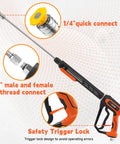 Pressure Washer Gun And Hose Kit With 25 Ft Heavy Duty Hose And Replacement Wand 5 Nozzle Tips M22 Fitting Universal Fit