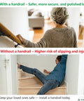 Heavy Duty Black Hand Rail Brackets Six Piece Set For Indoor Stairs And Outdoor Use, showing safe handrail usage.