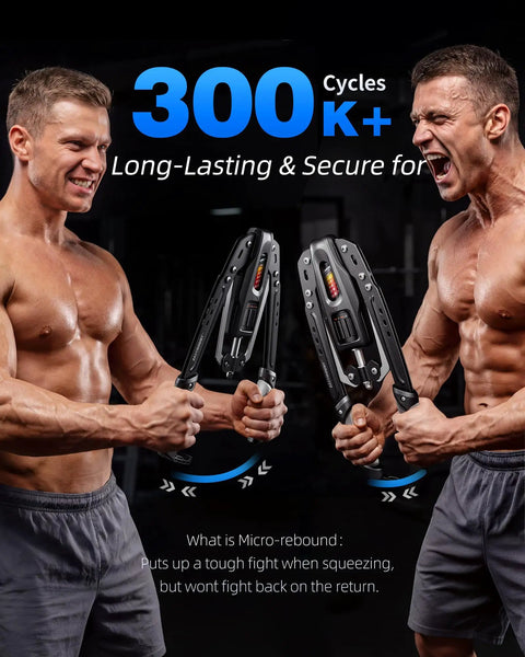 EAST Mount Twister Arm Exerciser Get Ripped With Adjustable Hydraulic Resistance Up To Four Hundred Forty Pounds used by two muscular men.