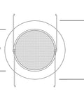 Diagram of 6 Inch White Recessed Shower Trim With Albalite Lens Fits 6 Inch Recessed Housings 8 Inch Trim Diameter 5.25 Inch Aperture