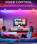 Living room with 4 Inch Gimbal Smart WiFi LED Recessed Lights Kit RGB CW Color Changing Works With Alexa And Google Home