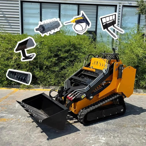 Beast Mode Skid Steer Loader with Reinforced Frame and attachments for mining, quarry, and construction jobs on a lot