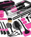 Cordless Car Vacuum Cleaner 8000Pa Powerful Suction, Rechargeable Handheld With 17 Piece Cleaning Kit, Pink Auto Accessories