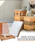 Beekeeping Beehive Parts Kit for 10 Frame Hive with telescoping top cover and wood components in an outdoor setting.