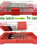 Woodworking Tapered Countersink Drill Bit Set, 10 Piece Pack With Five 11/64 Inch And Five 3/16 Inch Bits, Includes Durable Plastic Case