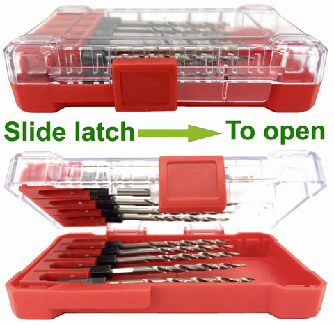 Woodworking Tapered Countersink Drill Bit Set, 10 Piece Pack With Five 11/64 Inch And Five 3/16 Inch Bits, Includes Durable Plastic Case