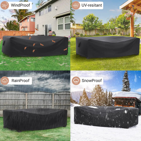 Heavy Duty Waterproof Patio Furniture Cover For Outdoor Sectional Sofa Set And Table And Chair Set 89.7 Inch in various weather conditions