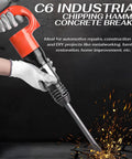 Demolition Air Hammer For Concrete And Rock Breaking With 10J Per Minute Impact Energy And 32Hz Rate, close-up in action