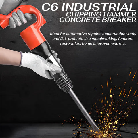 Demolition Air Hammer For Concrete And Rock Breaking With 10J Per Minute Impact Energy And 32Hz Rate, close-up in action