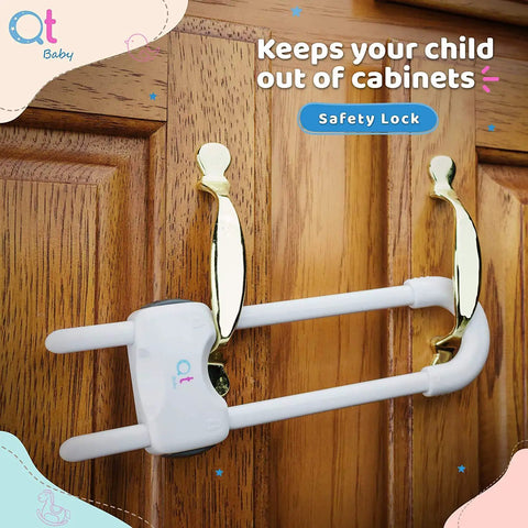 Kidproof Adjustable U Shaped Baby Proofing Cabinet Locks For Cabinets Drawers Fridge And Closet Corners Extra Secure Lock Buttons Easy Install Modern Safety Latches Pack Of 8 In White Keeps Curious Kids Safe