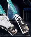 Heavy Duty Wire Crimper And Stripper Plier For Slick Multistrand Cable Cutting Deadset Reliable Insulation Removal Anti Slip Handles sharp blades close-up