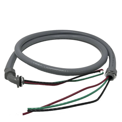 Power Whip Wiring Kit For AC Hookup Half Inch Flexible Nonmetallic Liquid Tight Conduit With Ten Gauge Wire