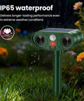 Solar Ultrasonic Animal Repellent Outdoor Motion Sensor Deterrent For Yard Garden Lawn Four Pack Keeps Deer Squirrels Cats Raccoons Rabbits And Dogs Away With PIR Sensor IP65 waterproof garden stake in rain