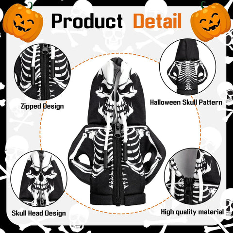 Skeleton Gear Shift Hoodie For Cars Universal Fit Halloween Decor Gear Shift Cover with skull pattern and zipper detail