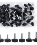 30 Pieces Knurled Thumb Screws Set With M4 M5 M6 Threaded Monitor Screws VESA Compatible Carbon Steel Clamping Knobs in case
