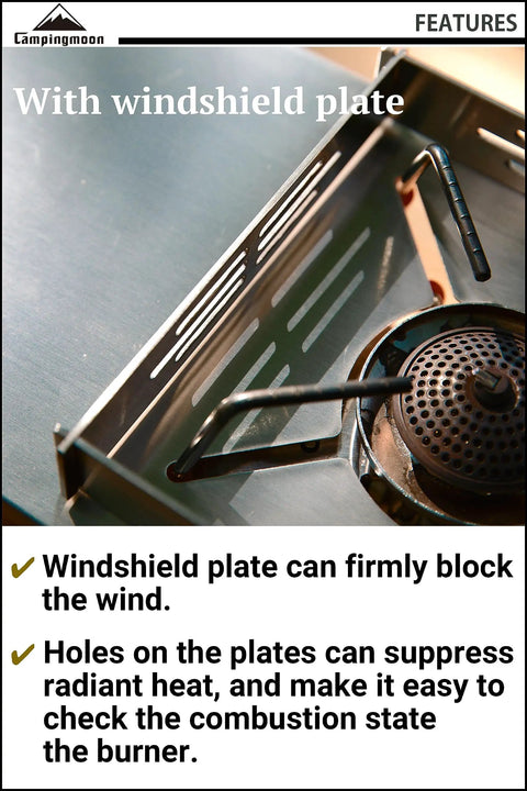 Close-up of Solo Camping Table In Stainless Steel With Windshield And Heat Shield Portable Tabletop Stove Stand