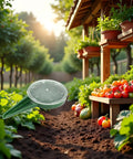 Adjustable Seed Dispenser Hand Tool in garden with tomatoes and herbs, Handy Hand Seeder For Precise Seed Spacing, DIY Ready Gear