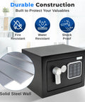 Built Tough Steel Digital Safe Box For Cash Firearms And Jewelry - Compact 9.1 X 6.7 X 6.7 Inches in office setting