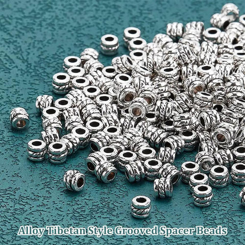 Antique Silver Tube Spacer Beads 300 Pcs Tibetan Zinc Alloy 4x5mm With 2.2mm Hole For Bracelet Necklace Earrings Jewelry