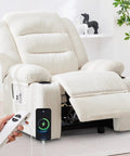 Power Pushback Electric Recliner With Cup Holders For Adults Ultra Comfy Home Theater Seating One Motion Reclining Chair For Living Room Smooth Backrest And Footrest In Stripe White with remote control