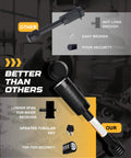 Comparison of trailer hitch lock pin showing durability and security, featuring push-to-lock with tubular key design.