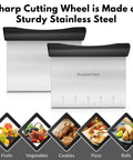 Stainless Steel Bench Scraper With 1 To 6 Inch Measurement Marks For Even Dough Portions, Pastry And Pizza Cutter, Black