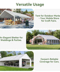 20x40 Foot Party Tent Canopy With Waterproof Top Removable Sidewalls Roll Up Door And Heavy Duty Steel Frame For Outdoor Weddings BBQs Birthday Parties And Camping White used for outdoor markets and events.