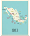 Mexico Map Poster 11x14 Blue Wall Art For Kids And Classrooms, Educational Geography Print, Travel Decor For Home Office And Classroom