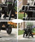 175 Foot Hose Reel Cart With Rolling Wheels Durable Metal Frame No Fuss Transport And Storage For Outdoor Watering Garden Hose Organizer For Big Yards Today